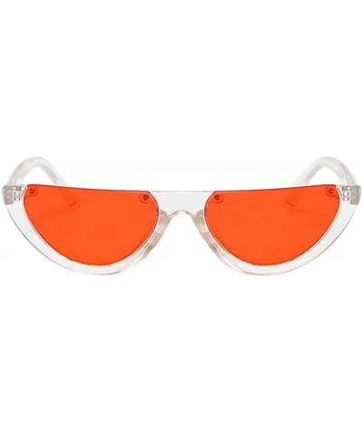 Rimless Colorful Retro Half Under Frame Rimless Round Goggles Cat Eye Half Frame Sunglasses - F - CN196QUU808 $7.15