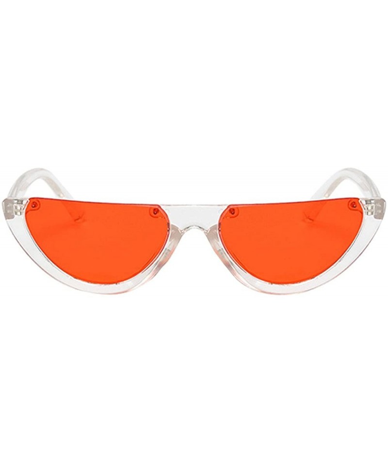 Rimless Colorful Retro Half Under Frame Rimless Round Goggles Cat Eye Half Frame Sunglasses - F - CN196QUU808 $7.15