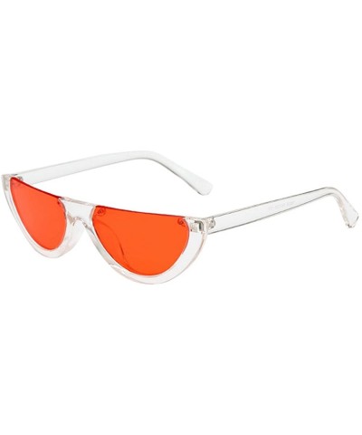 Rimless Colorful Retro Half Under Frame Rimless Round Goggles Cat Eye Half Frame Sunglasses - F - CN196QUU808 $7.15