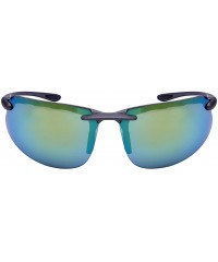 Sport Sleek Sports Wrap Sunglasses w/Color Mirror Lens 570053-REV - Aluminum Grey - CV12O7WJM0E $12.93