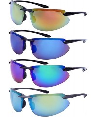 Sport Sleek Sports Wrap Sunglasses w/Color Mirror Lens 570053-REV - Aluminum Grey - CV12O7WJM0E $12.93