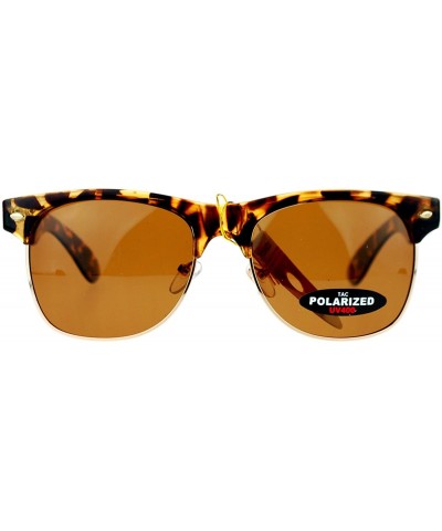 Wayfarer Polarized Retro Hipster Half Rim Horned Sunglasses - Tortoise - CR11ATAVQY5 $25.93