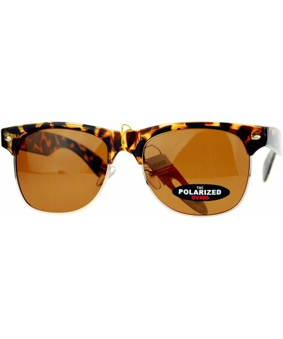 Wayfarer Polarized Retro Hipster Half Rim Horned Sunglasses - Tortoise - CR11ATAVQY5 $15.81