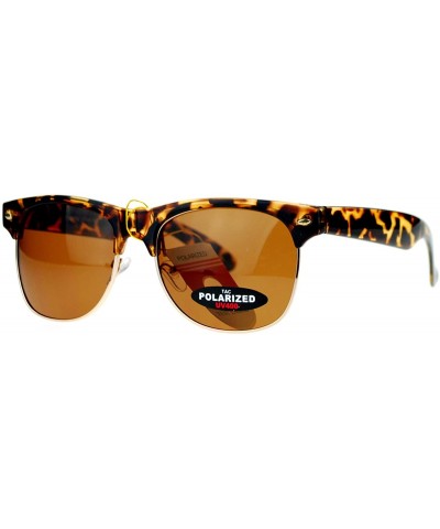 Wayfarer Polarized Retro Hipster Half Rim Horned Sunglasses - Tortoise - CR11ATAVQY5 $23.72