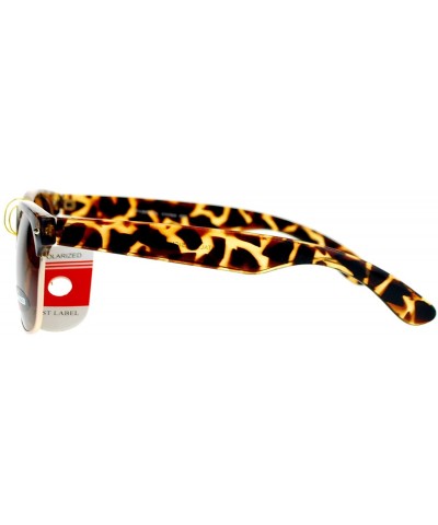 Wayfarer Polarized Retro Hipster Half Rim Horned Sunglasses - Tortoise - CR11ATAVQY5 $23.72