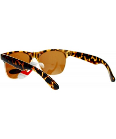 Wayfarer Polarized Retro Hipster Half Rim Horned Sunglasses - Tortoise - CR11ATAVQY5 $15.81