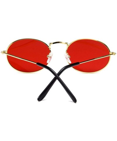 Square Retro Oval Sunglasses Women Luxury Er Vintage Small Black Red Yellow Shades Sun Glasses FeOculos UV400 - Goldpink - CP...