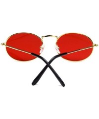 Square Retro Oval Sunglasses Women Luxury Er Vintage Small Black Red Yellow Shades Sun Glasses FeOculos UV400 - Goldpink - CP...