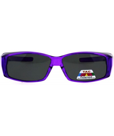 Square Polarized 53mm Translucent Plastic Narrow Rectangular Fit Over Sunglasses - Purple - CQ18GTZSWOD $22.04
