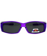 Square Polarized 53mm Translucent Plastic Narrow Rectangular Fit Over Sunglasses - Purple - CQ18GTZSWOD $10.57