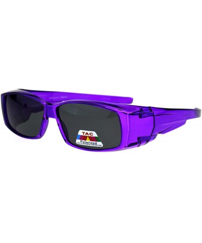 Square Polarized 53mm Translucent Plastic Narrow Rectangular Fit Over Sunglasses - Purple - CQ18GTZSWOD $10.57