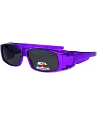 Square Polarized 53mm Translucent Plastic Narrow Rectangular Fit Over Sunglasses - Purple - CQ18GTZSWOD $10.57