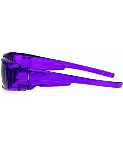 Square Polarized 53mm Translucent Plastic Narrow Rectangular Fit Over Sunglasses - Purple - CQ18GTZSWOD $10.57