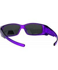 Square Polarized 53mm Translucent Plastic Narrow Rectangular Fit Over Sunglasses - Purple - CQ18GTZSWOD $10.57