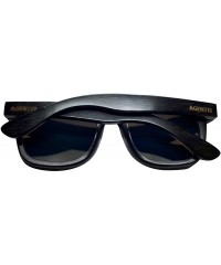 Oval Unisex Bambooyah Bamboo Wood Polarized Sunglasses - Black/Blue Mirror - C118UXGCNN6 $31.13