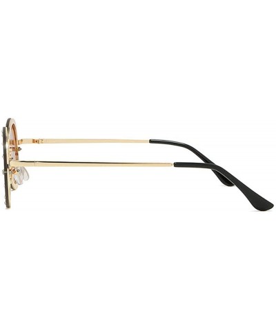 Oval Diamond Oval Small Frame Luxury Sunglasses Men Women Fashion Vintage Shades Glasses UV400 - Brown - C1193MXX6QX $24.40