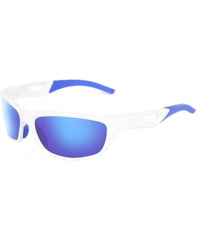 Sport High-End Men and Women Polarized Sports Sunglasses Plastic Sunglasses Outdoor Riding Sunglasses - White&blue - CT18ULCE...