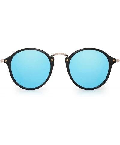 Aviator Retro Polarized Round Sunglasses Small Mirror Circle Lens for Men Women - C018SC0DE6C $31.74