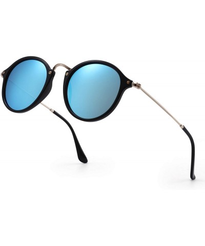 Aviator Retro Polarized Round Sunglasses Small Mirror Circle Lens for Men Women - C018SC0DE6C $15.01