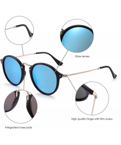 Aviator Retro Polarized Round Sunglasses Small Mirror Circle Lens for Men Women - C018SC0DE6C $15.01