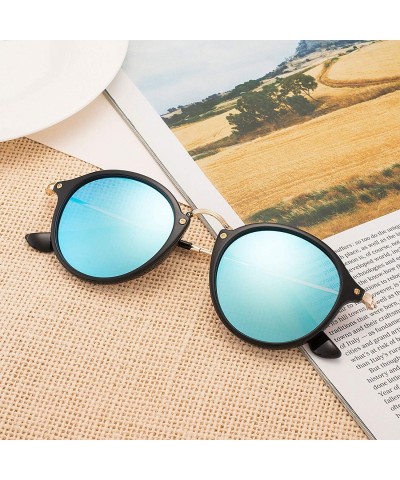 Aviator Retro Polarized Round Sunglasses Small Mirror Circle Lens for Men Women - C018SC0DE6C $15.01