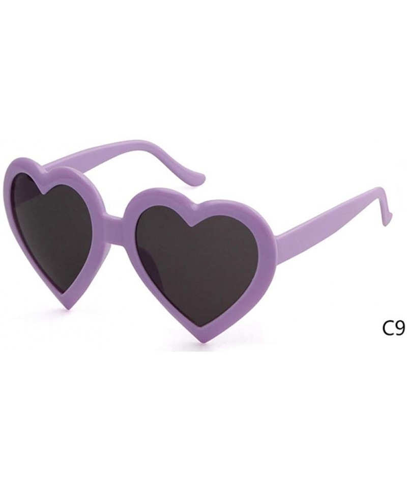 Oversized Sunglasses Pink Heart Shaped Sunglasses Women Retro Plastic Love Frame Colorful Lady Sun Glasses Shades - C9 - CB18...