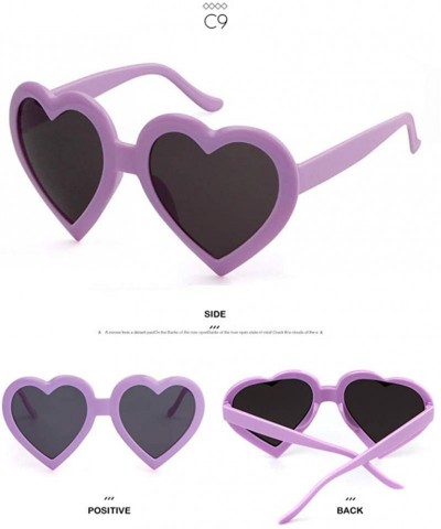 Oversized Sunglasses Pink Heart Shaped Sunglasses Women Retro Plastic Love Frame Colorful Lady Sun Glasses Shades - C9 - CB18...
