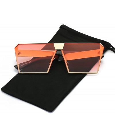 Aviator Unique Oversize Shield Vintage Square Sunglasses LK1705 - Gold/Gradient Red - CD17YI3RN48 $25.54