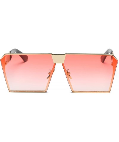 Aviator Unique Oversize Shield Vintage Square Sunglasses LK1705 - Gold/Gradient Red - CD17YI3RN48 $13.44