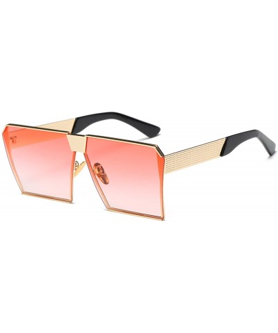 Aviator Unique Oversize Shield Vintage Square Sunglasses LK1705 - Gold/Gradient Red - CD17YI3RN48 $13.44