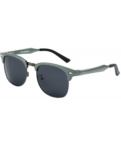 Semi-rimless Classic Polarized Semi Rimless Al-Mg Metal Alloy Sunglasses for Men Women - Gun Frame/Grey Lens - CD18N6MM39T $3...