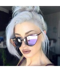 Cat Eye Sunshade Sexy Cat Eye Sunglasses Women Brand Designer Fashion Metal Frame Eyewear Female Coating Mirror Shades - CT19...