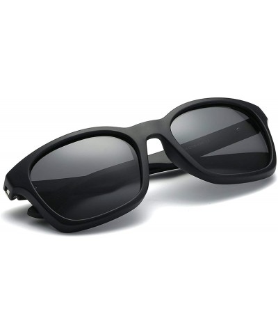 Oversized Unisex Polarized Sunglasses Men Women Retro Designer Sun Glasses - Matte Black a Simple Packaging - C118EIOXULN $10.57