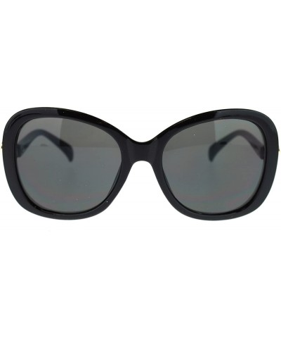 Oversized Diva Womens Coguar Temple Oversized Butterfly Fashion Sunglasses - Black Black - C911N9PKXIJ $20.42