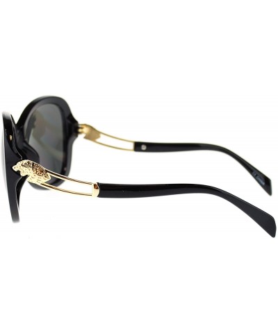 Oversized Diva Womens Coguar Temple Oversized Butterfly Fashion Sunglasses - Black Black - C911N9PKXIJ $20.42