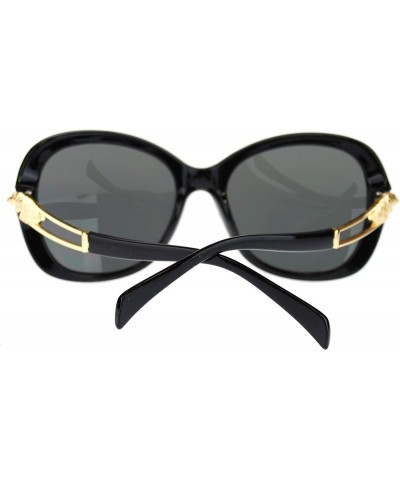 Oversized Diva Womens Coguar Temple Oversized Butterfly Fashion Sunglasses - Black Black - C911N9PKXIJ $20.42