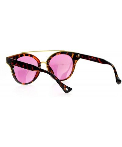 Butterfly Womens Fashion Sunglasses Top Bar Round Cateye Butterfly Frame Mirror Lens - Tortoise (Pink Yellow Mirror) - CV1882...