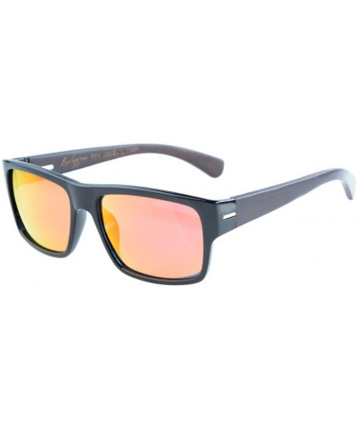 Sport Quality Spring Hings Wood Temples Polarized Sunglasses Red Mirror - Red Mirror - CA12EE0BU2Z $24.93