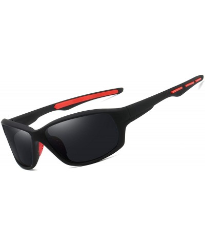 Sport Men Sport Sunglasses Polarized Women UV 400 Protection 65MM Baseball Fashion Style Driving - Black - CI193HAWD9T $17.78