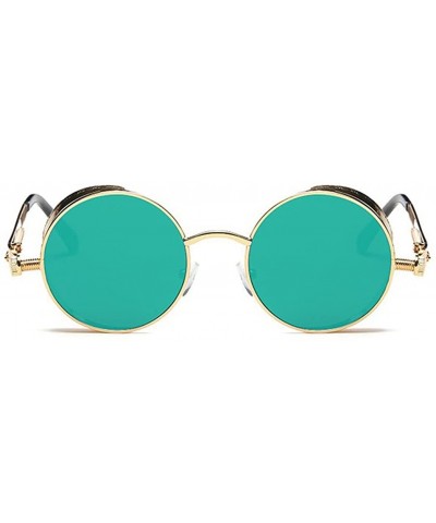Oval Punk Sunglasses Gothic Steam Punk Sunglasses Men's Round Frame Metal Mirror - Gold Frame - CM182KXH8OA $42.18