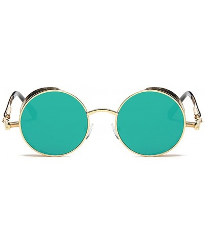 Oval Punk Sunglasses Gothic Steam Punk Sunglasses Men's Round Frame Metal Mirror - Gold Frame - CM182KXH8OA $26.29