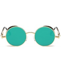 Oval Punk Sunglasses Gothic Steam Punk Sunglasses Men's Round Frame Metal Mirror - Gold Frame - CM182KXH8OA $42.18