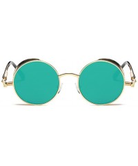 Oval Punk Sunglasses Gothic Steam Punk Sunglasses Men's Round Frame Metal Mirror - Gold Frame - CM182KXH8OA $26.29