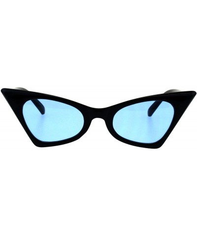 Cat Eye Womens Pimp Color Lens 80s Futuristic Narrow Gothic Cat Eye Sunglasses - Black Blue - CX18E092T85 $17.67