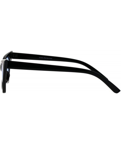 Cat Eye Womens Pimp Color Lens 80s Futuristic Narrow Gothic Cat Eye Sunglasses - Black Blue - CX18E092T85 $11.38