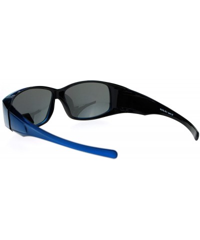 Oval Womens Fit Over Glasses Polarized Lens Sunglasses Oval Rectangular - Blue - C91873D5Y6L $15.28