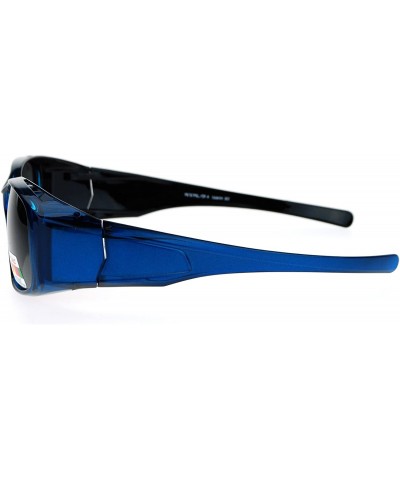 Oval Womens Fit Over Glasses Polarized Lens Sunglasses Oval Rectangular - Blue - C91873D5Y6L $15.28