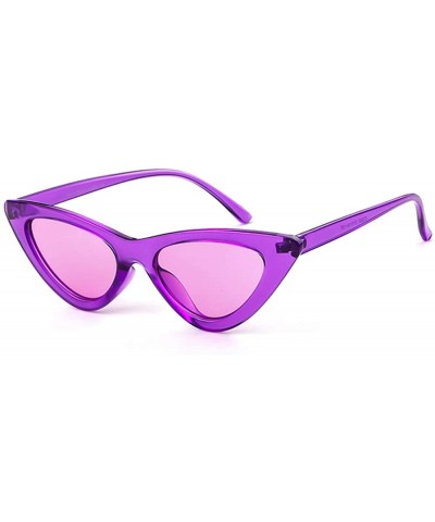 Cat Eye Cat Eye Sunglasses Vintage Mod Style Retro Kurt Cobain Sunglasses - Clear Purple - CP180MHMUCN $17.95