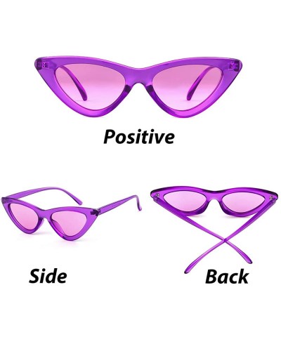 Cat Eye Cat Eye Sunglasses Vintage Mod Style Retro Kurt Cobain Sunglasses - Clear Purple - CP180MHMUCN $9.46