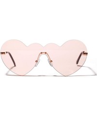 Rimless Heart Shaped Rimless Sunglasses One Piece Candy Color Love Glasses Women - Pink - CO18R3C8XQ0 $11.29